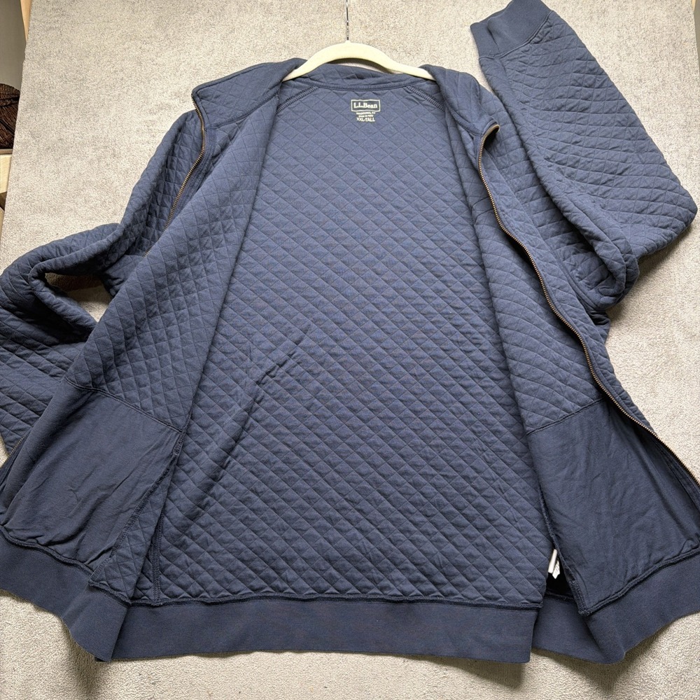 LL Bean Quilted Zip Jacket Men's Navy Blue Traditional Fit XXL Tall - Picture 6 of 9